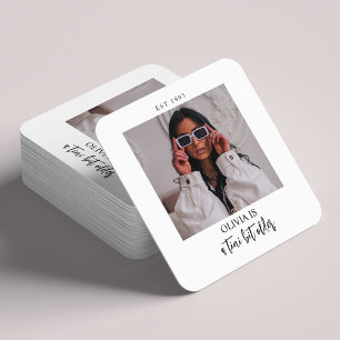 Een klein beetje ouder Martini thema foto partij g Vierkante Kartonnen Onderzetter
