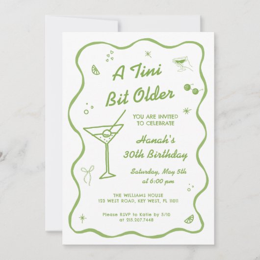 Een klein beetje ouder Martini verjaardagsfeestje Kaart (Voorkant)