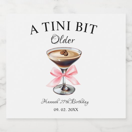 Een klein beetje ouder Martini verjaardagsfeestje Sparkling Wijnetiket (Enkel label)