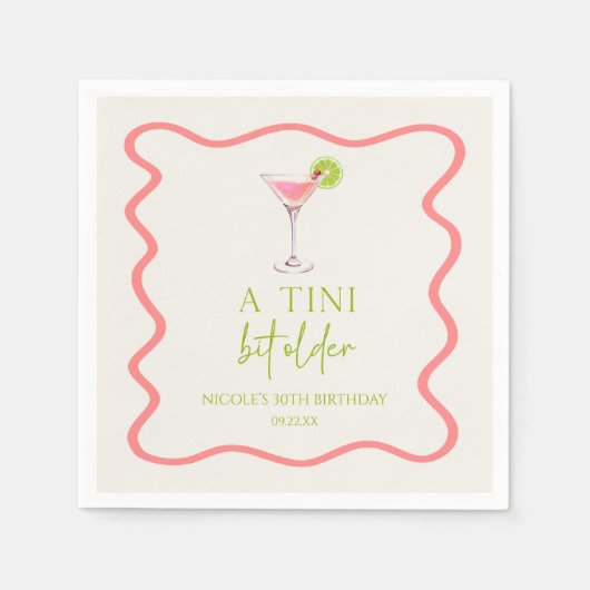 Een klein beetje ouder roze Cosmo Martini verjaard Servet (Voorkant)