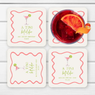 Een klein beetje ouder roze Cosmo Martini verjaard Vierkante Kartonnen Onderzetter