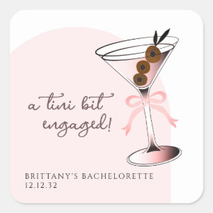 Een klein beetje verloofd Martini Pink Bachelorett Vierkante Sticker