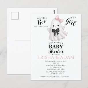 Een klein boe is bijna jarig – Halloween baby show Briefkaart