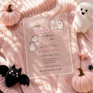Een Klein Boe Is Hét Cute Roze Baby Shower  Acryl Uitnodigingen