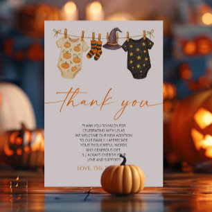 Een klein boeje is bijna zover! Halloween babyfees Bedankkaart
