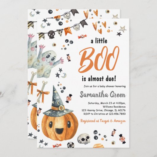 Een klein Boo-Baby shower Kaart (Voorkant / Achterkant)