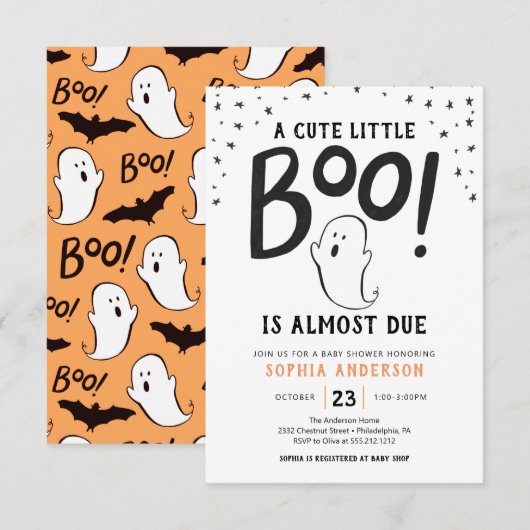 Een klein Boo Halloween Baby shower Kaart (Voorkant / Achterkant)