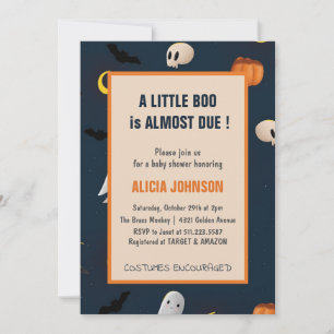 Een klein Boo is bijna jarig Halloween babyshower Kaart