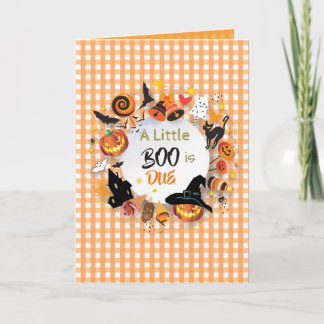 Een klein Boo is op komst Oranje Gingham QR Code B
