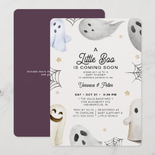 Een klein Boo-meisje Paarse Halloween Baby shower Kaart