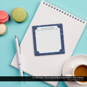 "Een klein briefje" Persoonlijk blauw bloempatroo Post-it® Notes