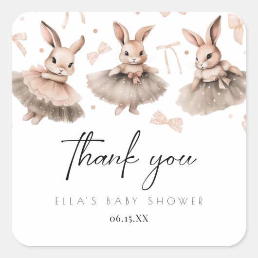 Een klein Bunny-Baby shower Vierkante Sticker (Voorkant)