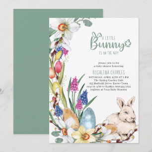 Een klein Bunny Daffodils-Baby shower Kaart