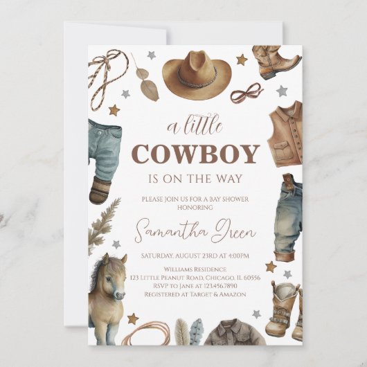 Een klein cowboy Baby shower Kaart (Voorkant)