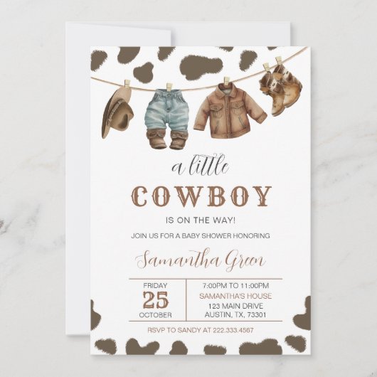 Een klein cowboy Baby shower Kaart (Voorkant)