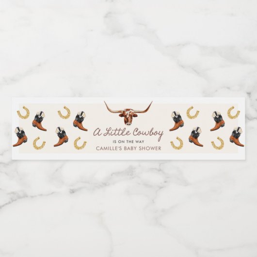 Een klein cowboy Baby shower Waterfles Etiket (Enkel label)