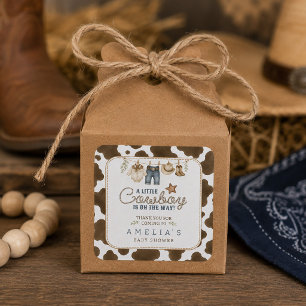 Een Klein Cowboy Op Weg Waslijn Baby Shower Vierkante Sticker