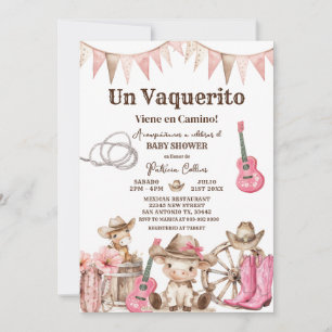 Een Klein Cowboyje Komt Aan Girl Baby Shower Kaart