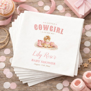 Een Klein Cowgirl Op Weg Roze Meisjesachtige Baby Servet