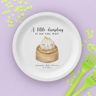 Een klein dumpling is op komst baby shower papieren bordje