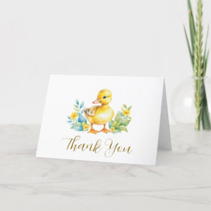 Een klein eendje is op weg naar het Baby shower Bedankkaart