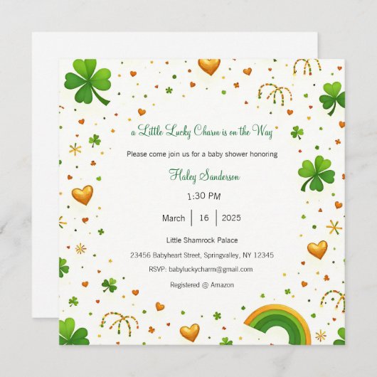 Een klein geluksbrenger is op komst Uitnodiging (Voorkant / Achterkant)