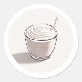 Een klein glas vanille milkshake ronde sticker