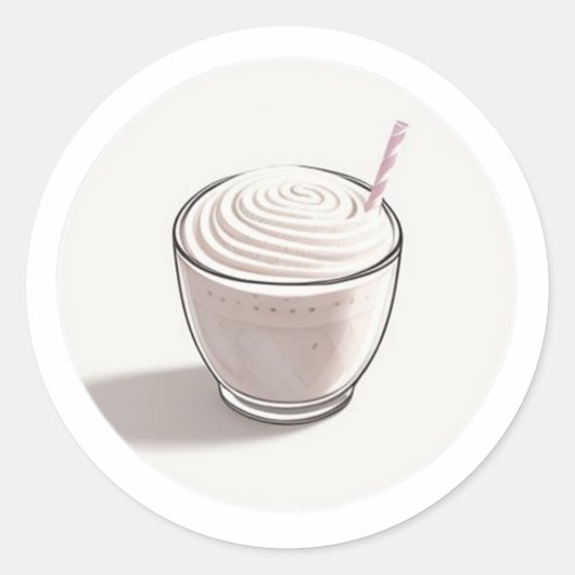 Een klein glas vanille milkshake ronde sticker (Voorkant)