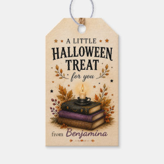 Een klein Halloween cadeautje Oude boeken & Kaars Cadeaulabel