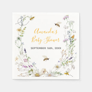 Een klein Honey Bee Wildflower Baby shower Servet