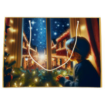 Een klein jongetje's kerstwensen cadeauzakje