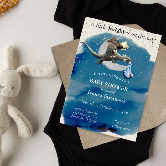 Een klein Knight Dragon Baby shower Kaart