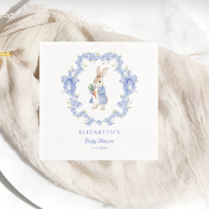 Een klein konijntje is op weg naar het Baby shower Servet