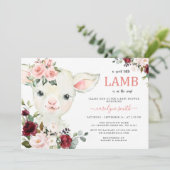 Een klein Lamb Greenery Floral Baby shower Kaart (Staand voorkant)