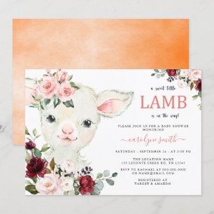 Een klein Lamb Greenery Floral Baby shower Kaart