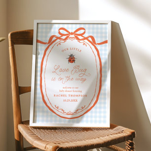 Een Klein Liefdeskever Op Weg Gingham Baby Shower Poster
