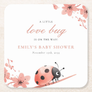 Een Klein Liefdeswieltje Is Op Weg Baby Shower Vierkante Kartonnen Onderzetter