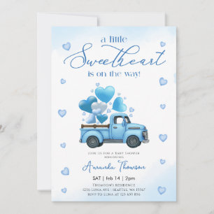Een klein liefje blauwe vrachtwagen Baby Shower Kaart