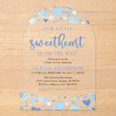 Een klein liefje Blue Valentijn Baby shower Acryl Uitnodigingen (Voorkant)
