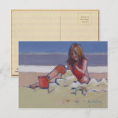 Een klein meisje dat zand speelt briefkaart (Voorkant / Achterkant)