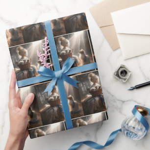 Een klein meisje met een mand van Kittens Cadeaupapier