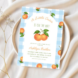 Een Klein Mignon Citrus Blauw Baby Shower Uitnodig Kaart