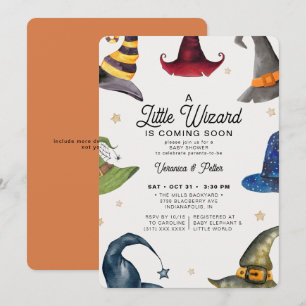Een klein Oranje Baby shower van de Tovenaar Kaart
