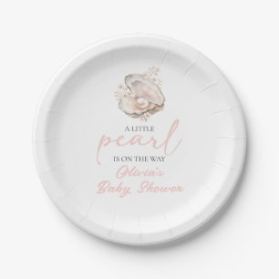 Een Klein Pareltje Is Op Komst Kust Baby Shower Papieren Bordje