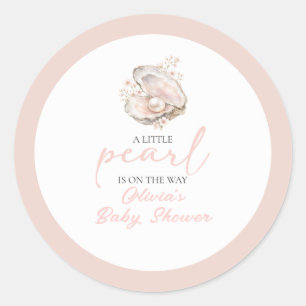 Een Klein Pareltje Is Op Komst Kust Baby Shower Ronde Sticker