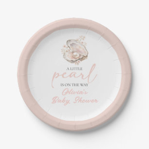 Een Klein Pareltje Is Op Weg Kust Baby Shower Papieren Bordje