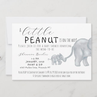 Een klein peanut is op komst, baby shower uitnodig kaart