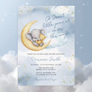 Een klein pindaatje is op komst Olifant Baby Showe Kaart
