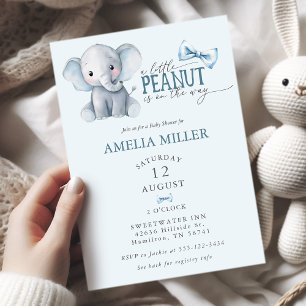 Een Klein Pindaatje is Op Weg Olifant Baby Shower Kaart
