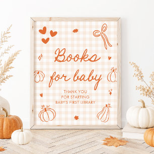 Een klein pompoen baby shower boeken voor baby spe poster
